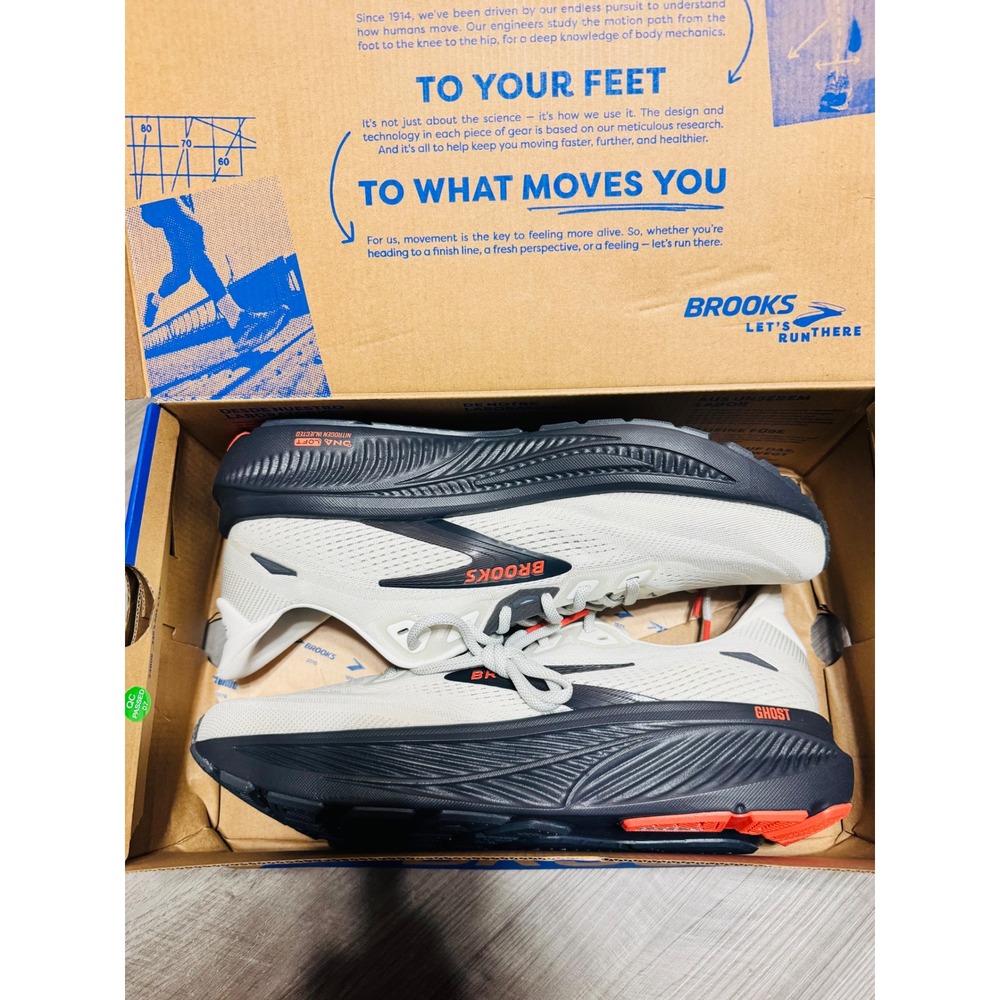 Brooks Ghost 18 Mens Running Shoes 11.5 Coconut Pearl Tigerlily 110493 1D 292
